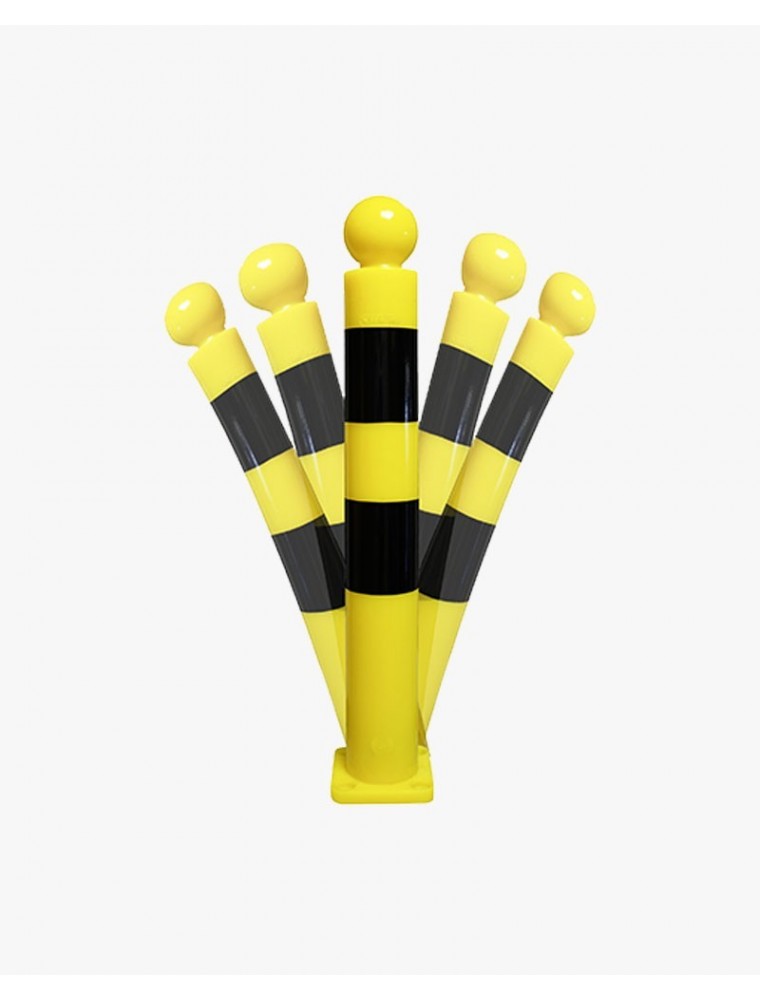 Poteau à mémoire de forme et platine - noir/jaune - tête cylindrique