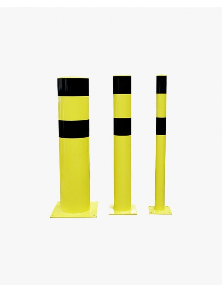 Poteau de protection acier avec platine - tube Ø159 mm - noir/jaune