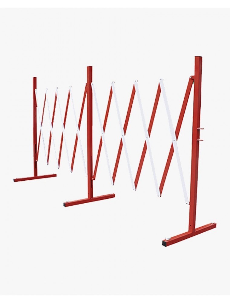 Barrière extensible acier - rouge/blanc - long. : 4 m