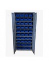 Armoire 2 portes - 9 tablettes - 40 bacs de 4 litres - bleu