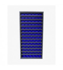 Armoire sans porte - 13 tablettes - 84 bacs de 1 litre - bleu