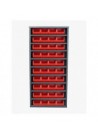 Armoire sans porte - 9 tablettes - 40 bacs de 4 litres - rouge