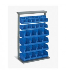 Rack acier simple face + 6 bacs 0,5L + 12 bacs 1L + 16 bacs 4L bleu