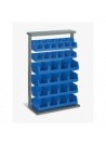 Rack acier simple face + 6 bacs 0,5L + 12 bacs 1L + 16 bacs 4L bleu