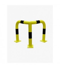 Barrière de protection d'angle acier avec platine - tube Ø76mm - hauteur - 35 cm - noir/jaune