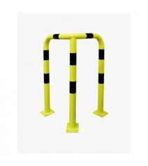 Barrière de protection d'angle acier avec platine - hauteur 60 cm - tube Ø76mm - noir/jaune