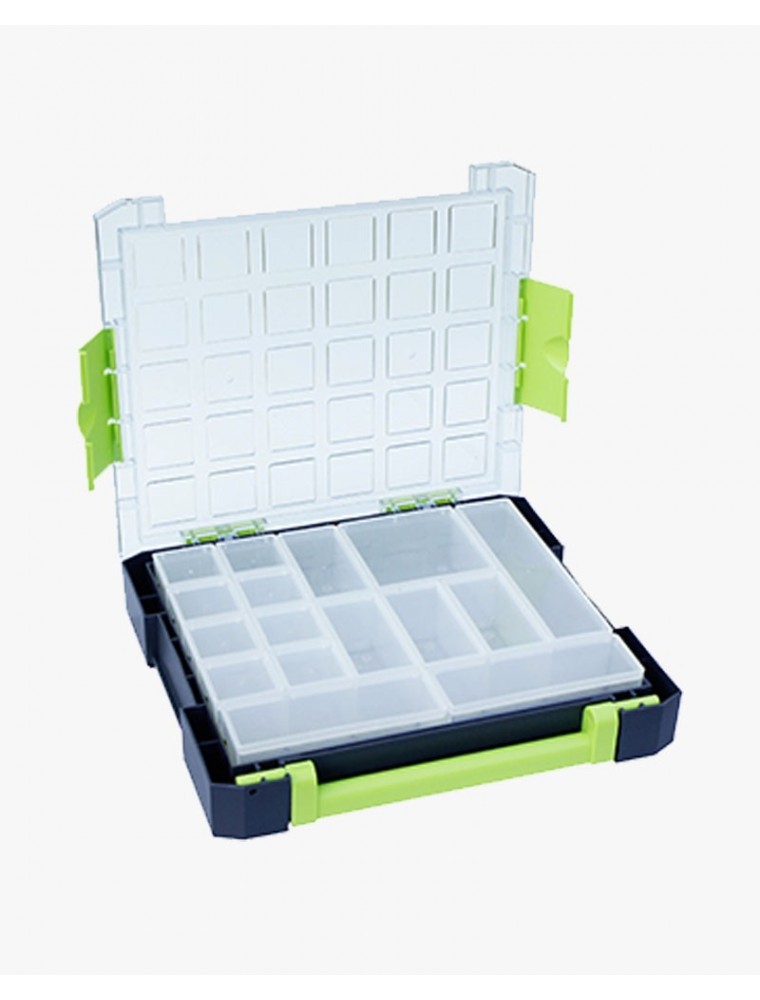 Mallette polypro couvercle polycarbonate avec 16 godets amovibles assortis et couvercles
