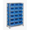 Etagère acier à monter - 8 tablettes - 28 bacs de 10 Litres - bleu