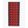 Armoire sans porte - 13 tablettes - 84 bacs de 1 litre - rouge