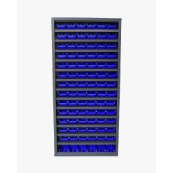Armoire sans portes - 9 tablettes - 40 bacs 4L bleu