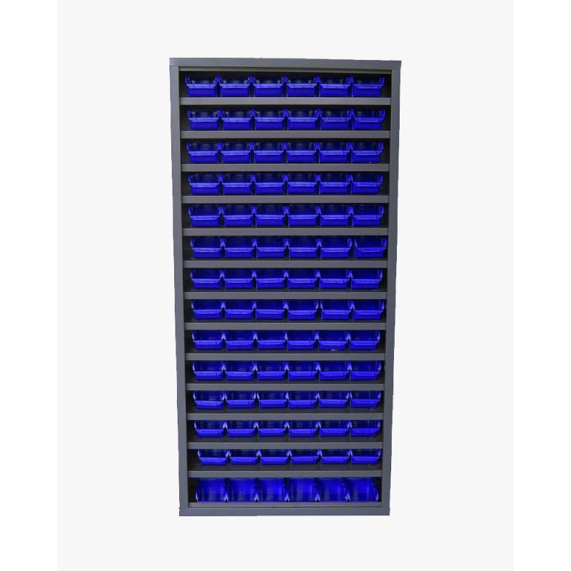 Armoire sans porte - 7 tablettes - 32 bacs 10L bleu Armoire sans porte - 7 tablettes - 32 bacs 10L bleu