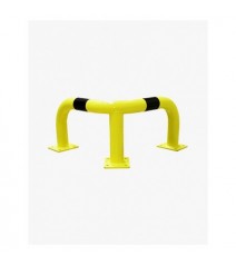 Barrière de protection d'angle acier avec platine - tube Ø76mm - noir/jaune