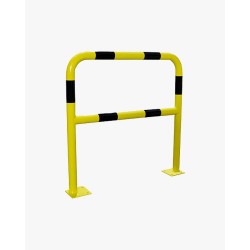 Barrière de protection acier avec platine - tube Ø76mm - noir/jaune - 1 m